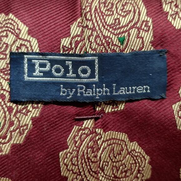 Lot of 2 Vintage Polo Ralph Lauren Red Silk Ties Paisley Geometric Prints - Picture 6 of 6